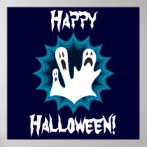 Festive Happy Halloween Ghosts Poster Print