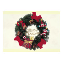 Festive Happy Holidays Merry Christmas Wreath Invi Personalized Announcement