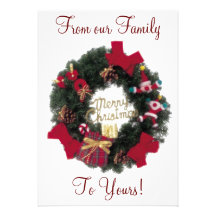 Festive Happy Holidays Merry Christmas Wreath Invi Personalized Invitation