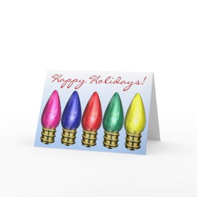 Festive Holiday Light Bulbs Christmas Cards by mariannegilliand