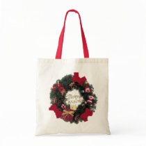 Festive Holiday Merry Christmas Wreath Bag