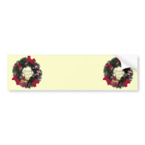 Festive Holiday Merry Christmas Wreath Bumper Stickers