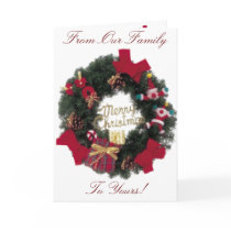 Festive Holiday Merry Christmas Wreath Greeting Card