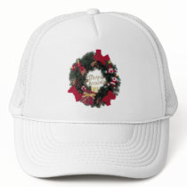 Festive Holiday Merry Christmas Wreath Trucker Hats