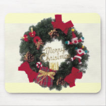 Festive Holiday Merry Christmas Wreath Mousepads