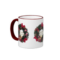 Festive Holiday Merry Christmas Wreath Coffee Mugs