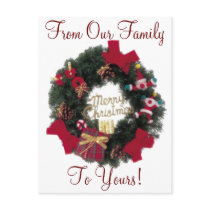 Festive Holiday Merry Christmas Wreath Postcard