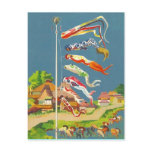 FESTIVE JAPANESE KOINOBORI WINDSOCKS ~ POSTCARD