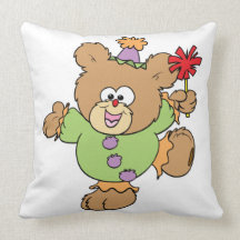festive little clown teddy bear design throw pillow