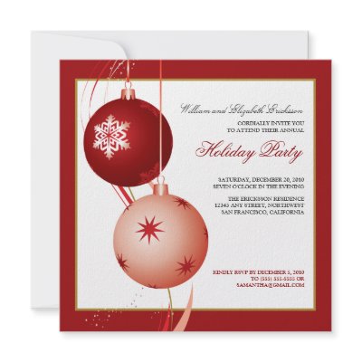 Festive Ornaments Holiday Party Invitation (red) by thepartyshoppe