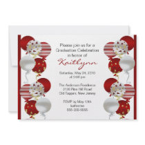 Festive Red Balloon Graduation Invitation