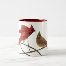 Festive Red Cardinals Coffee Mugs