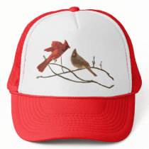 Festive Red Cardinals Trucker Hats