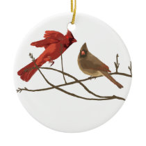 Festive Red Cardinals Christmas Tree Ornament