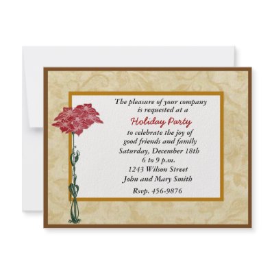 Festive Red Poinsettia Holiday Party Invitation by atteestude