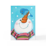 Festive Snowman and Bluebird Christmas Card