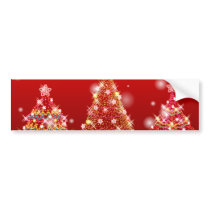 Festive Sparkling Merry Christmas Trees Bumper Sticker