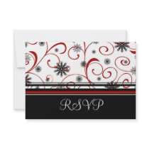 Festive Swirls Christmas Wedding RSVP Cards Invitation
