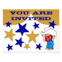 Festive Western Cowboy Buckaroo Stars Invitations