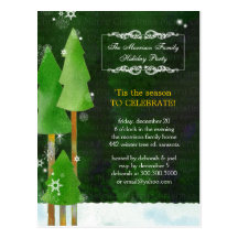 Festive Winter Trees Holiday Party Postcards