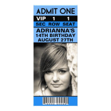 Fête d'anniversaire bleue de billet de photo de Ba Faire-part Personnalisé