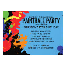 Fête d'anniversaire bleue de Paintball d'éclabouss Bristols Personnalisés