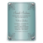 Fête d'anniversaire bleue turquoise de sweet sixte cartons d'invitation personnalisés