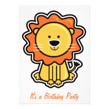 Fête d'anniversaire d'autocollant de lion de bébé cartons d'invitation