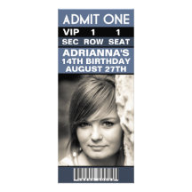 Fête d'anniversaire de billet de photo du bleu en  invitations