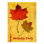 Fête d'anniversaire de feuille d'automne cartons d'invitation