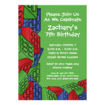 Fête d'anniversaire de garçon - blocs constitutifs invitation personnalisable
