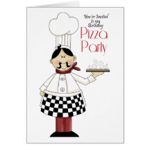 Fête d'anniversaire de pizza carte de vœux
