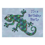 Fête d'anniversaire décorative de caméléon faire-parts