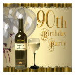 Fête d'anniversaire d'or de bouteille en verre de  cartons d'invitation