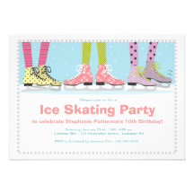 Fête d'anniversaire géniale de patinage de glace d cartons d'invitation