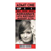 Fête d'anniversaire rouge de billet de photo de VI Faire-part Personnalisés