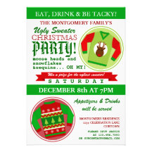 Fête de Noël laide de chandail Invitations Personnalisées