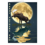 Fête des pères canadienne d'orignaux et de lune cartes de vœux