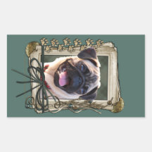 Fête des pères - pattes en pierre - carlin stickers rectangulaires
