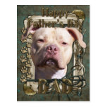 Fête des pères - pattes en pierre - Pitbull - fill Carte Postale