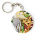 Fettuccini With Roasted Tomato And Basil Keychain