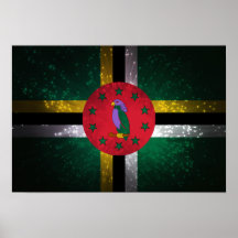 Feu d'artifice de drapeau de la Dominique Posters