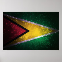Feu d'artifice ; Drapeau de la Guyane Affiche