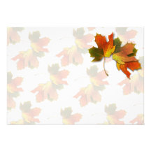 Feuille d'automne d'orange et de jaune invitations personnalisées