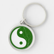 Feuille verte Yin Yang Keychain Porte-clef
