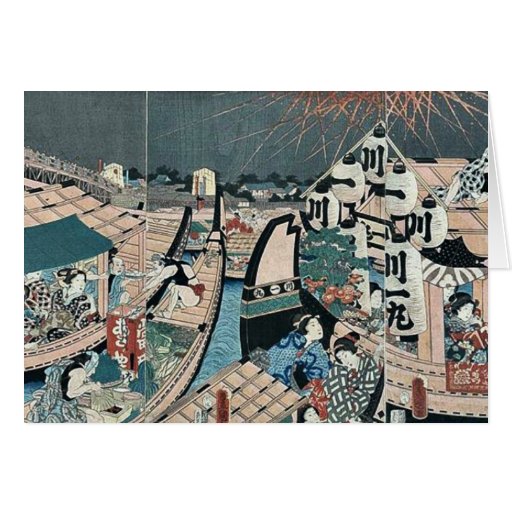 Feux d'artifice au pont de Ryokoku par Utagawa, To Carte