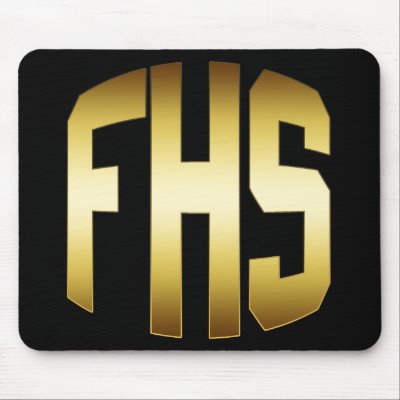 FHS - HIGH SCHOOL LETTERS GOLD & BLACK MOUSE PADS by dgpaulart