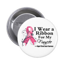 Fiancee Floral Ribbon - Breast Cancer Buttons