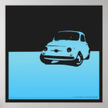 Fiat 500, 1959 - Light blue and black poster