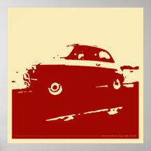 Fiat 500 classic - Dark red on cream poster